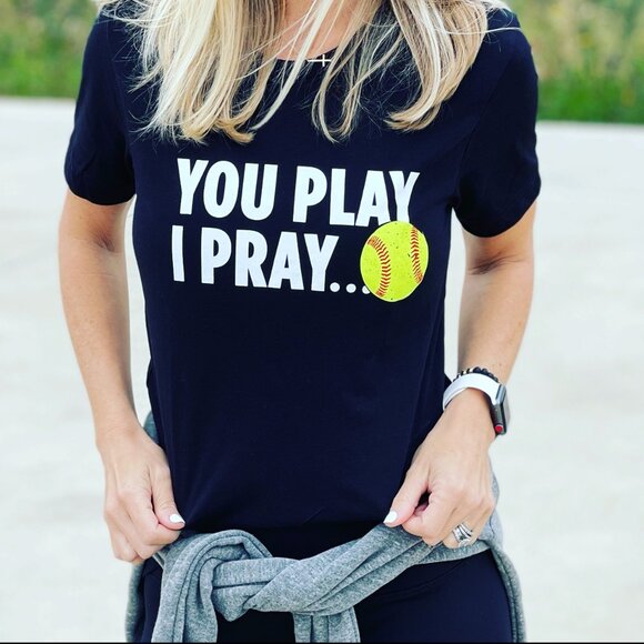 You Play I Pray Tops - You Play I Pray Black Softball T-Shirt